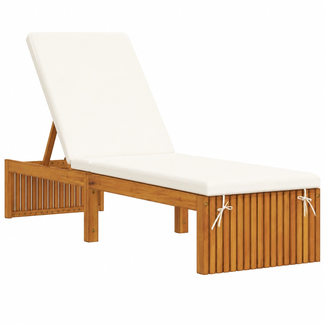 Chaise longue, réglable, coloris naturel, 200 x 55 x 94 cm, pour la terrasse ou le jardin
