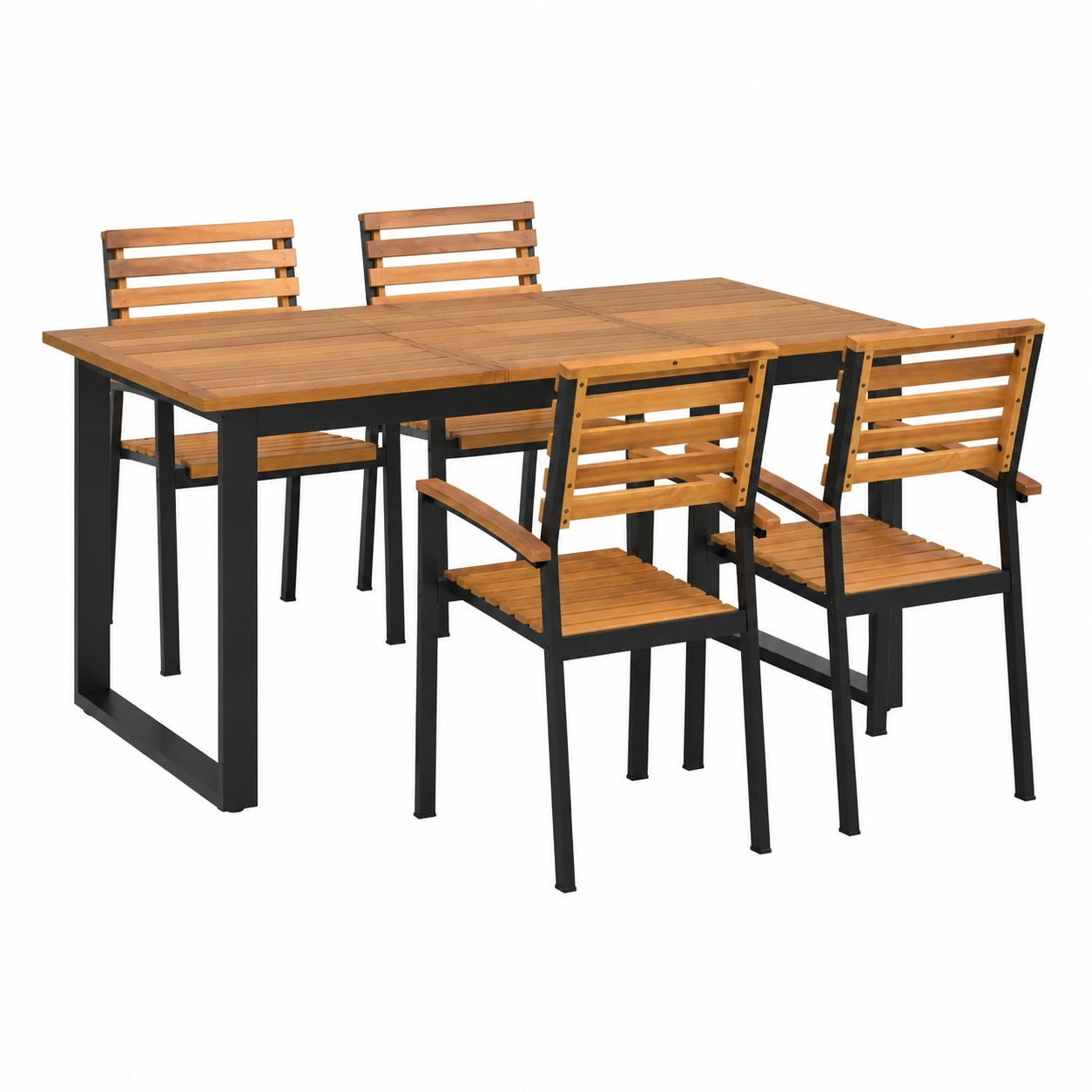 Salon de jardin, en métal, 5 pièces, pour la terrasse ou le jardin