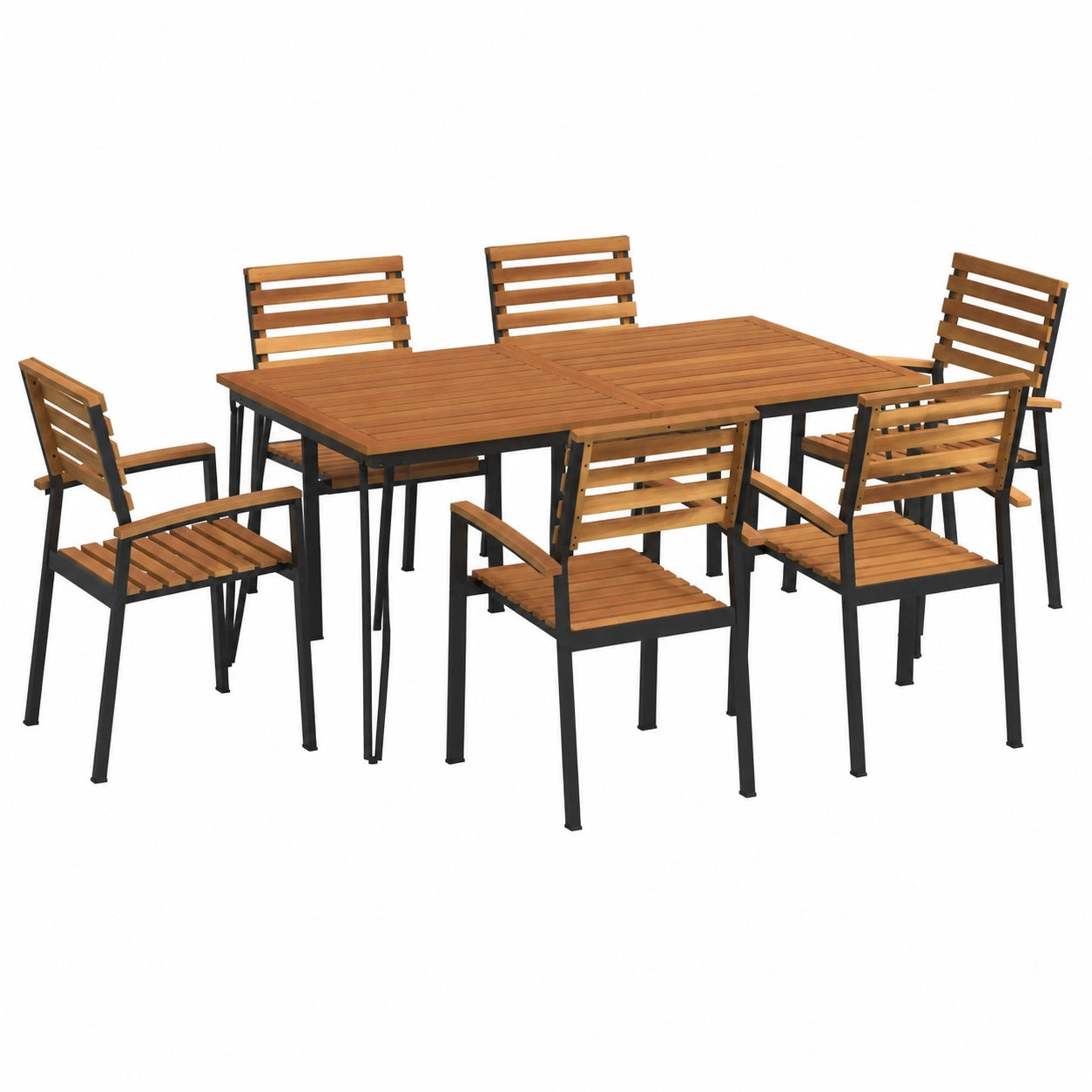 Salon de jardin, en métal, 7 pièces, pour la terrasse ou le jardin