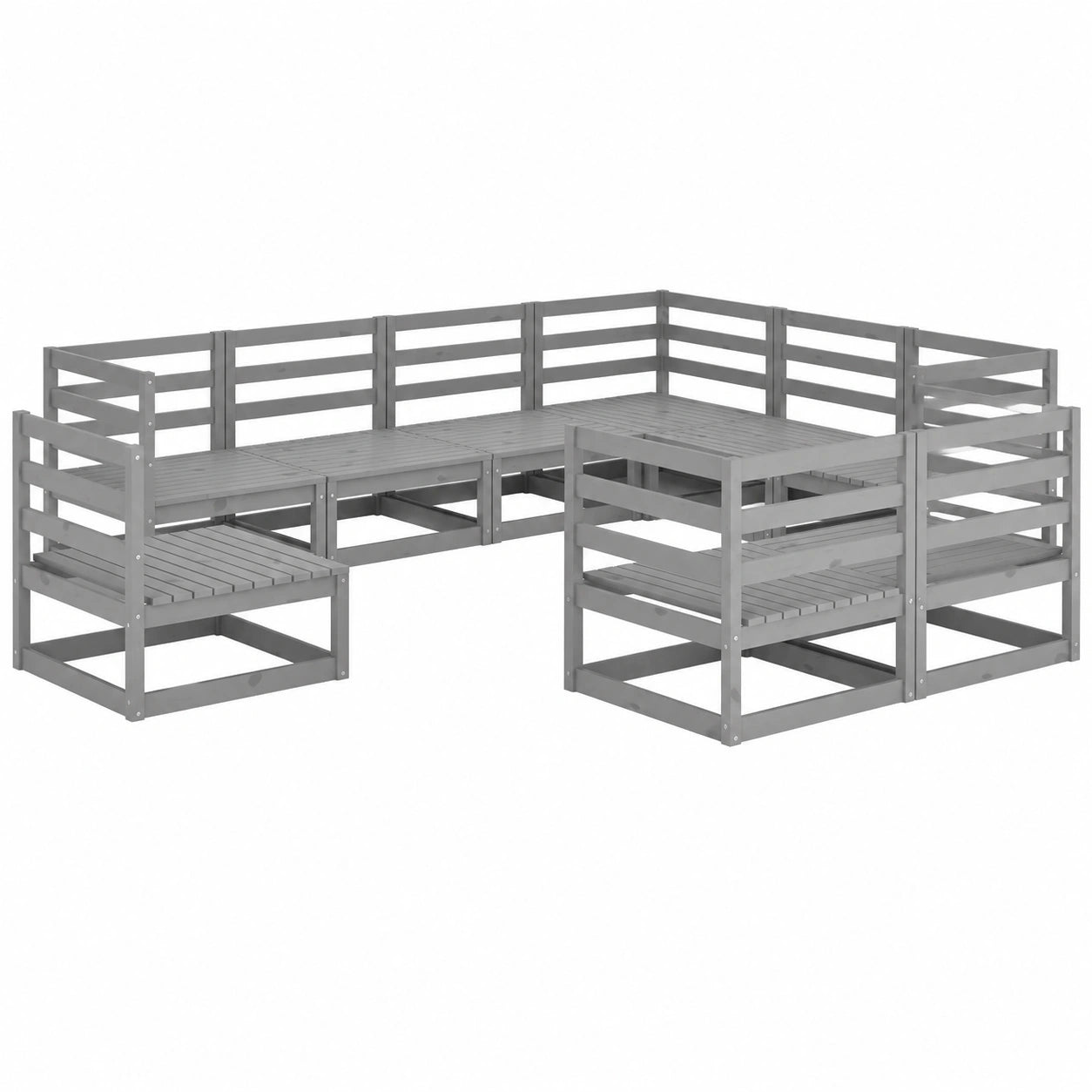 Salon de jardin, 9 pièces, coloris gris, pour la terrasse ou le jardin
