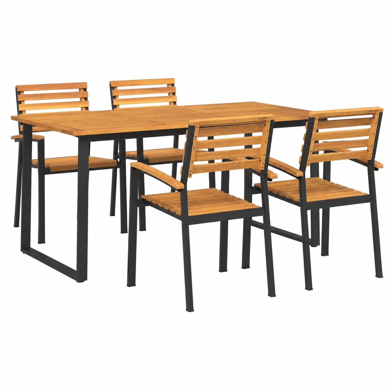 Salon de jardin, en métal, 5 pièces, pour la terrasse ou le jardin