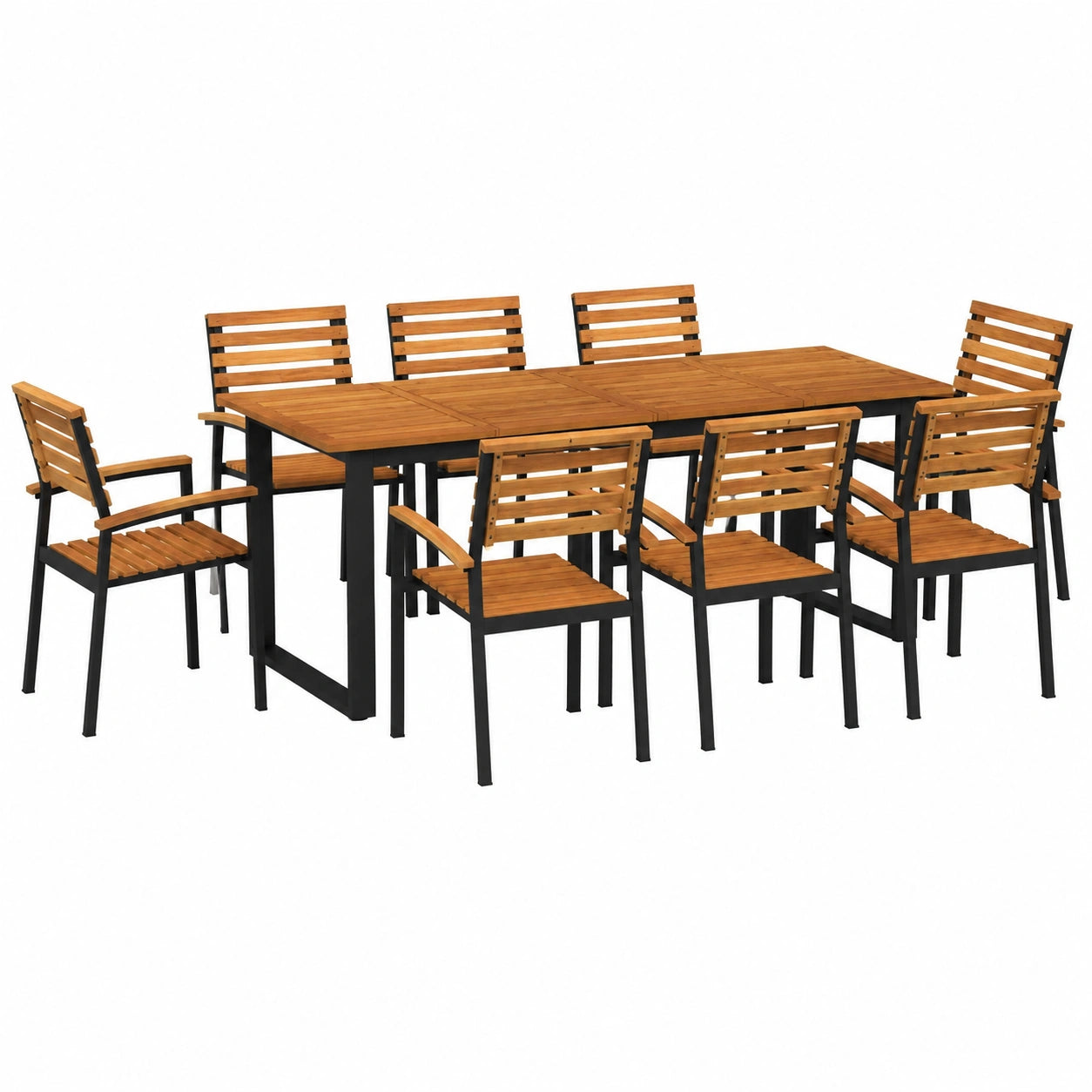 Salon de jardin, 9 pièces, en métal, pour la terrasse ou le jardin