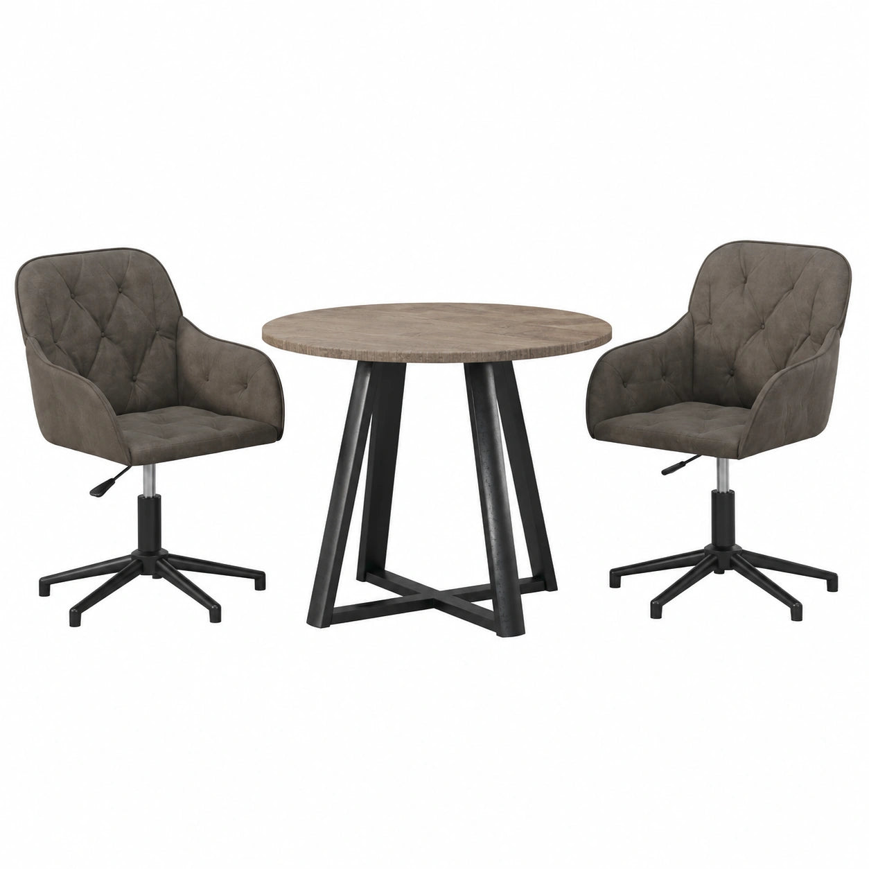 Chaise, en velours, pivotant, rembourré, coloris gris, pour la salle à manger ou la cuisine