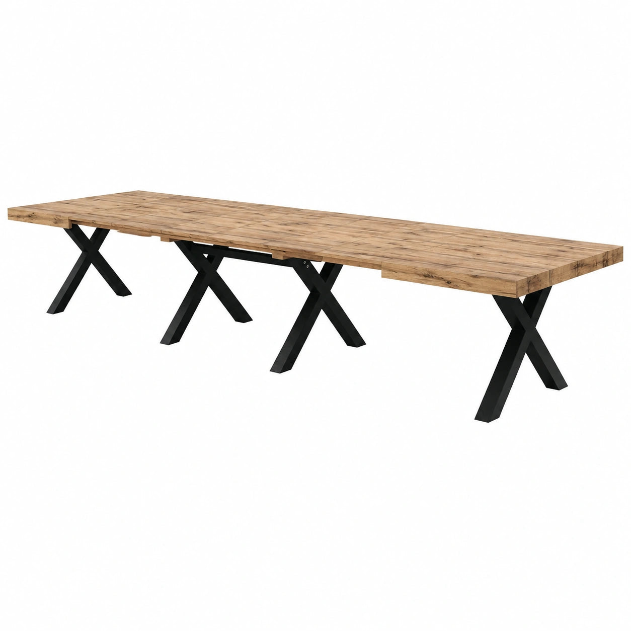 Table, extensible, en chêne et panneaux de bois, coloris noir, pour les espaces de vie
