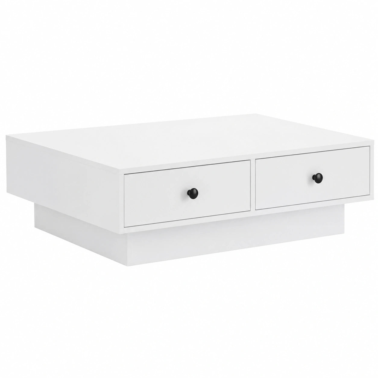 Table basse, avec rangement, en métal, 90 x 90 x 28 cm, coloris blanc, pour le salon