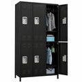 Armoire, avec rangement, avec prise intégrée, en métal, coloris noir, pour la chambre