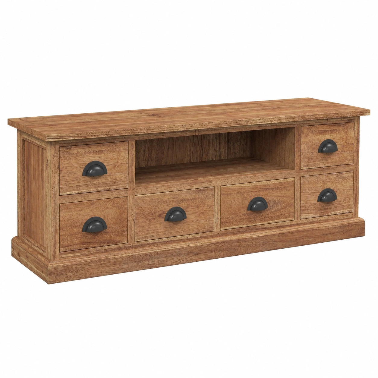 Meuble TV, modulable, avec rangement, 110 x 30 x 40 cm, coloris naturel, pour le salon