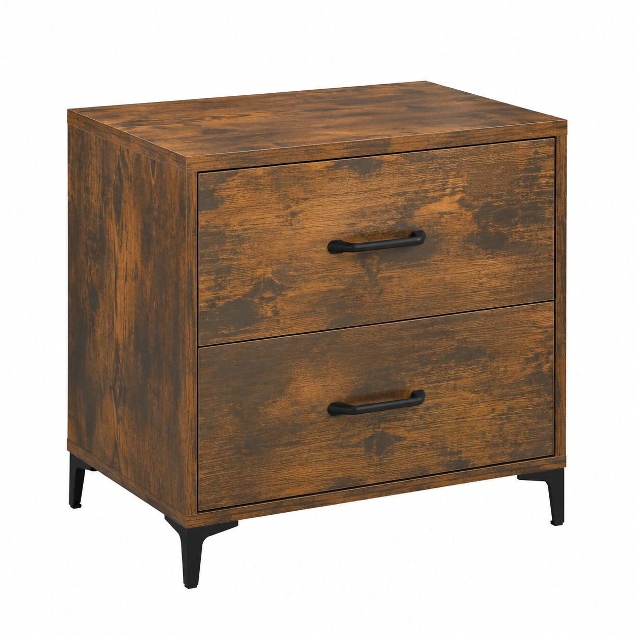 Table basse, en chêne et métal, avec rangement, avec tiroirs, 2 pièces, 50 x 50 x 40 cm, pour le salon