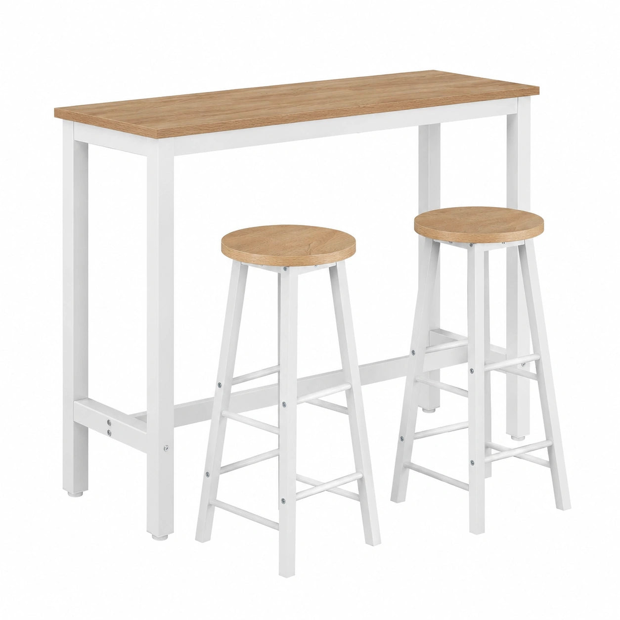 Îlot de cuisine, avec 2 tabourets, en chêne et métal, pour la cuisine