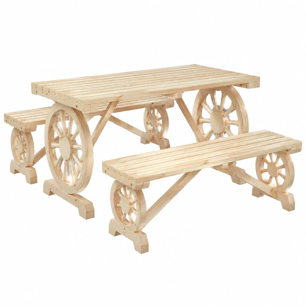 Salon de jardin, en bois massif, 2 places, 115 x 55 x 65 cm, pour la terrasse ou le jardin